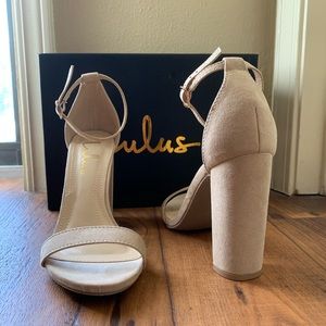 Taylor Natural Suede Ankle Strap Heels